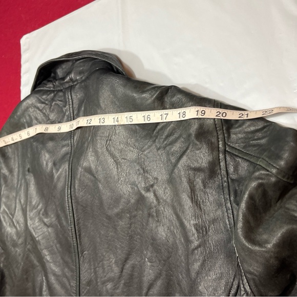 90s BLACK MOTO Leather ZIP JACKET collared Jacqueline Ferrar SOFT lamb skin coat - Picture 15 of 16